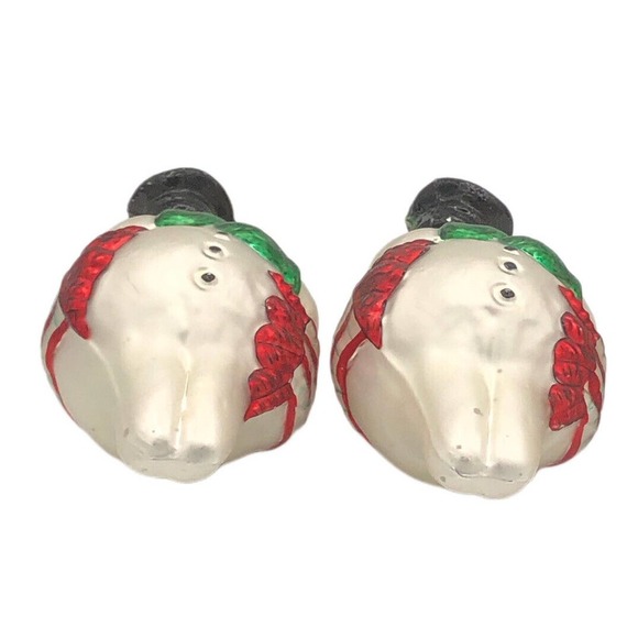 Set 2 HTF VTG Dept 56 Snowman Dangle Hat Mercury Glass Christmas Ornament Poland - Picture 3 of 7